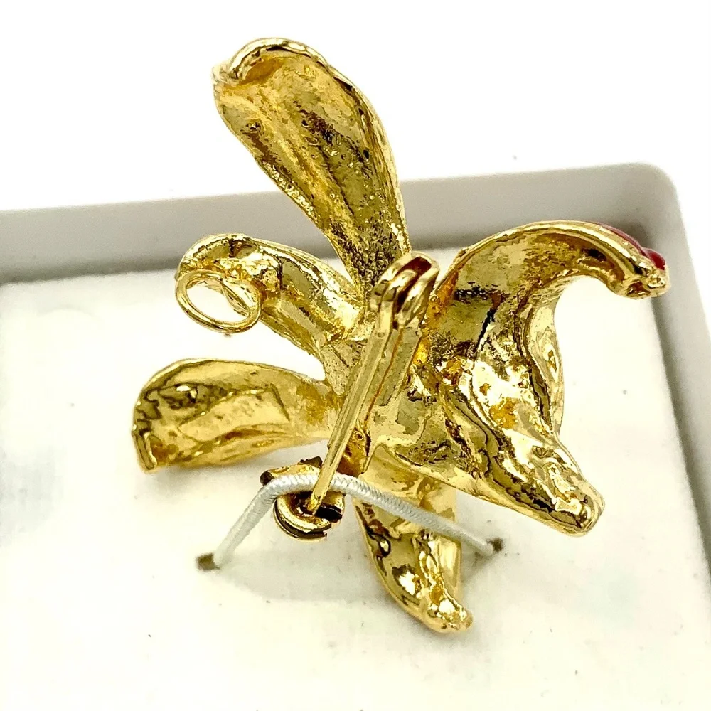 Lot of 3 Non Precious Metal Rose Leave Pins / Brooches / Vintage / Jewelry Set - Picture 3 of 11